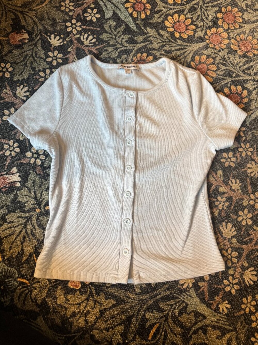 Pretty Garbage Light Blue short sleeve cardigan button down top